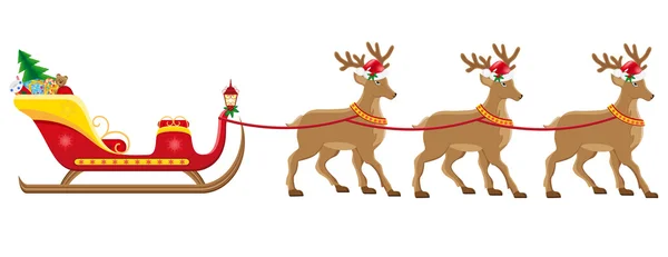 Christmassanta 雪橇的驯鹿插画 — 图库照片