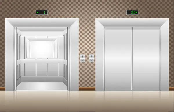 Duas portas de elevador abertas e fechadas — Fotografia de Stock