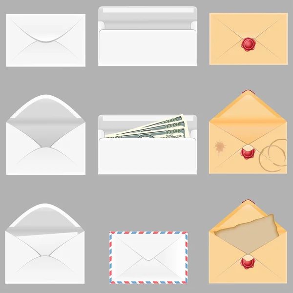 Set icons paper envelopes illustration — Stock Photo, Image