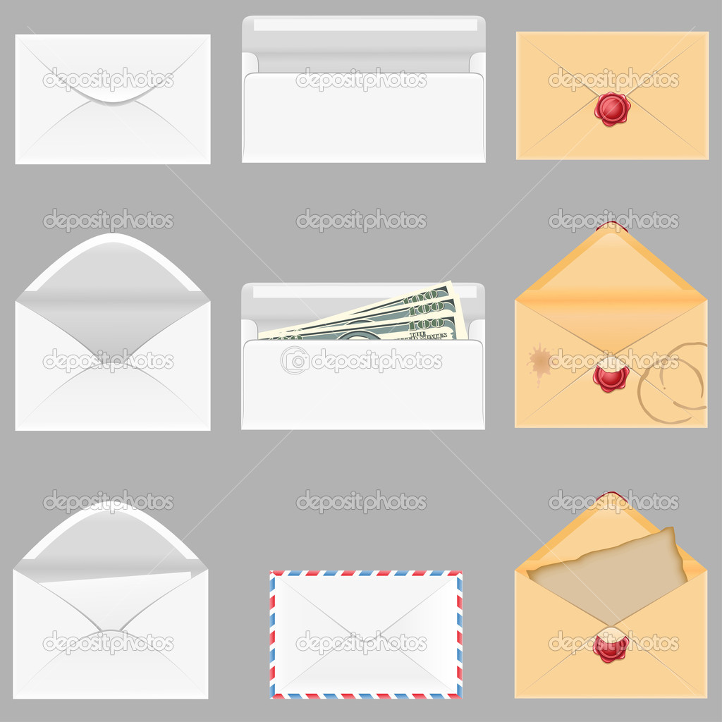 Set icons paper envelopes illustration