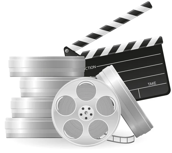 Establecer iconos cinematografía cine e ilustración vector de película — Vector de stock