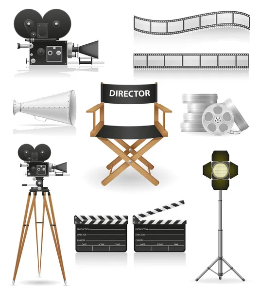 Conjunto de ícones cinematografia cinema e filme ilustração vetorial —  Vetores de Stock