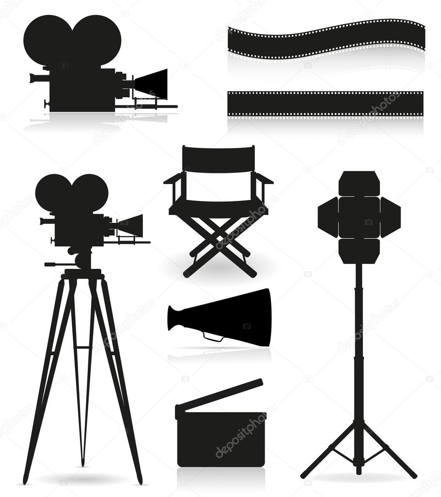 Set icons silhouette cinematography cinema and movie vector illu