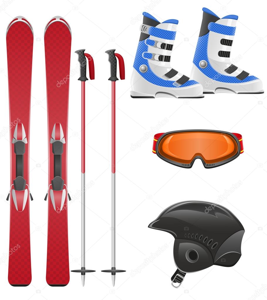 Ski equipment icon set vector illustration