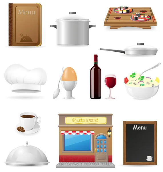 Set icone della cucina per ristorante cottura vettoriale illustrazione — Vettoriale Stock