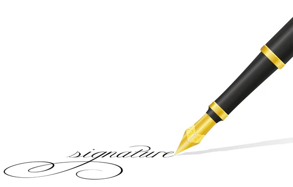 Stylo encreur et illustration vectorielle signature — Image vectorielle