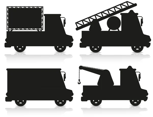 Icono del coche conjunto negro silueta vector ilustración — Archivo Imágenes Vectoriales