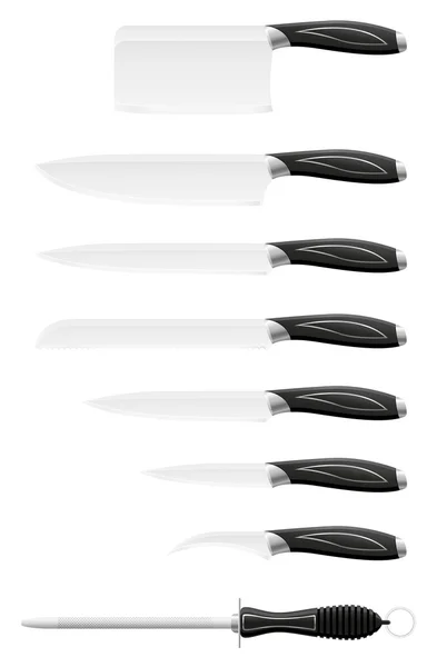 Knife set for the kitchen vector illustration — Stock Vector