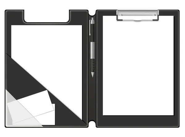 Klemmbrett-Ordner leeres Blatt Papier und Stift-Vektor illustratio — Stockvektor