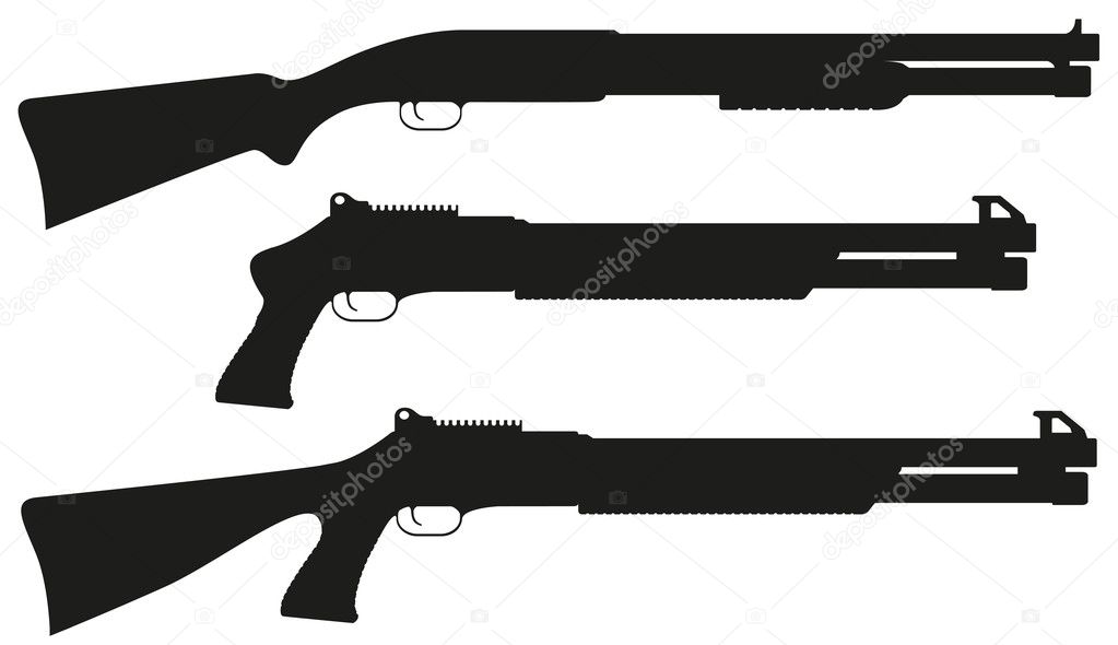 Shotgun black silhouette vector illustration isolated on white