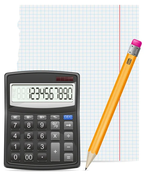 Calculator piece of paper and pencil vector illustration — Stock Vector