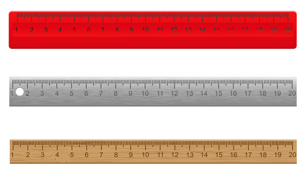rulers made of plastic wooden and metal vector illustratio