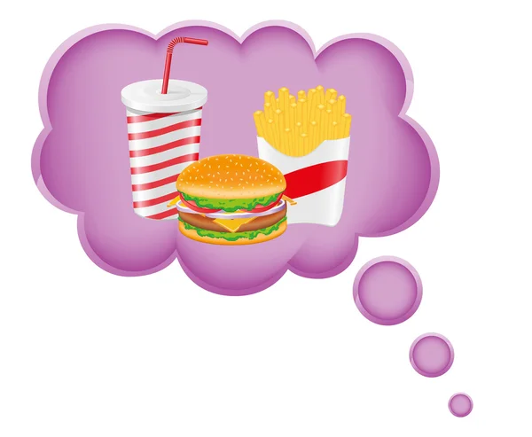 Concept de rêve un aliment dans le nuage illustration vectorielle — Image vectorielle