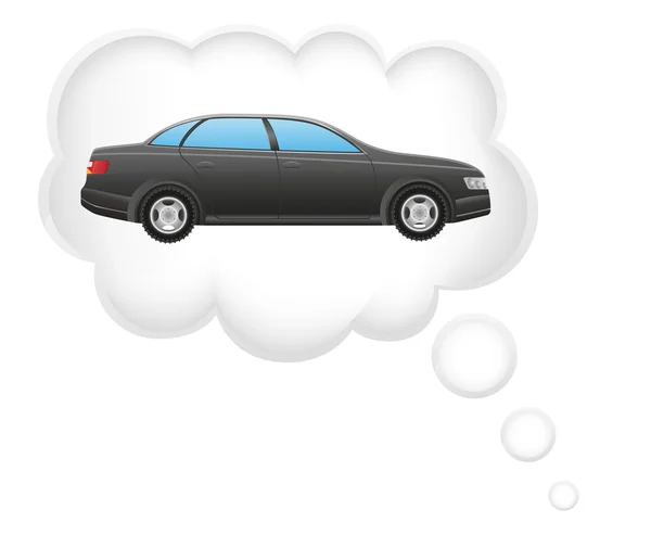 Concept van droom een auto in wolk vectorillustratie — Stockvector