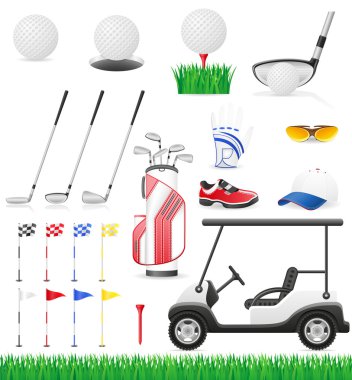 Golf simgeler vektör çizim ayarla