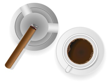 yanan puro tablası ve kahve vektör çizim