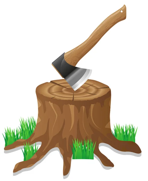 Axe in de stomp vectorillustratie — Stockvector