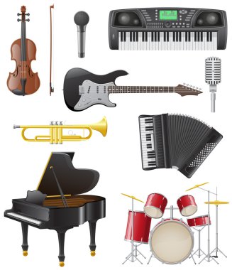 set icons of musical instruments vector illustration