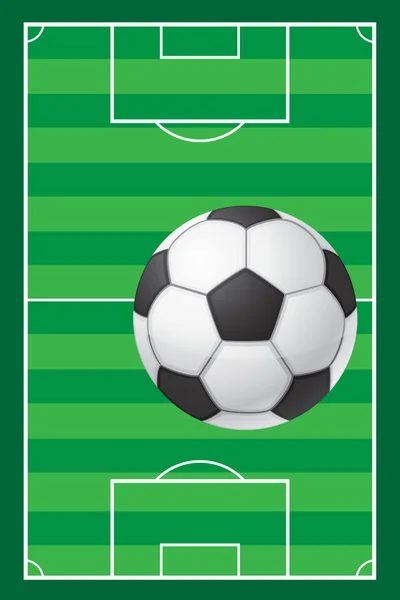 Campo di calcio stadio e palla — Vettoriale Stock