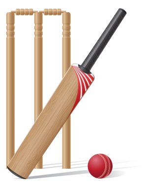 set equipment for cricket vector illustration clipart