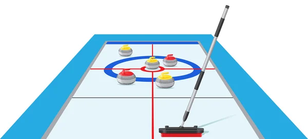 Curling sportovní hry vektorové ilustrace — Stockový vektor