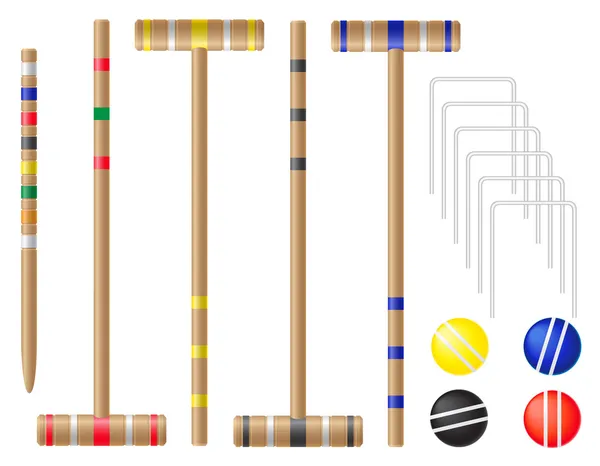 Set equipment for croquet vector illustration — Stock Vector