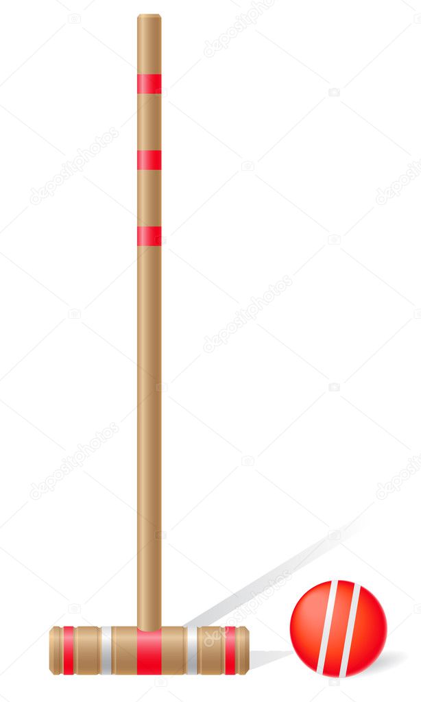 croquet mallet and ball vector illustration
