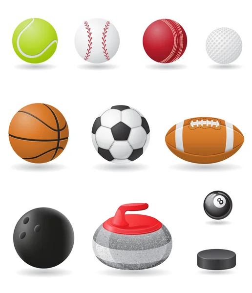 Zestaw ikon sportu piłki ilustracji wektorowych — Wektor stockowy