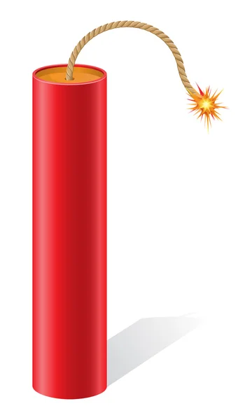 Explosive dynamite med en brinnande säkring vektor illustration — Stock vektor