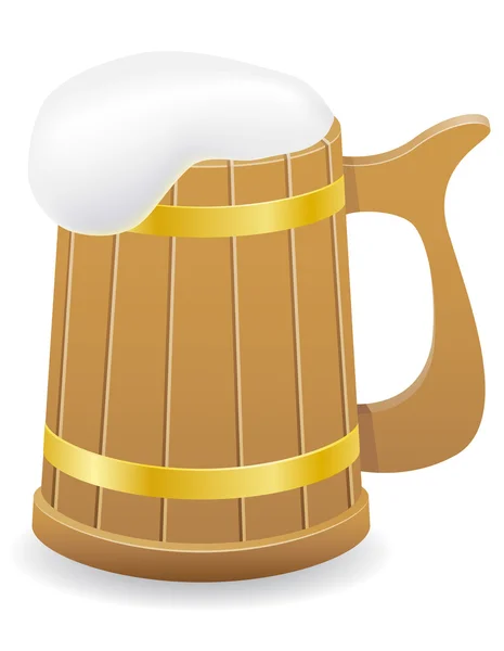 Cerveza de madera taza vector ilustración — Vector de stock