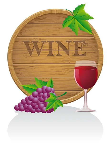 Houten wijn vat en glas vector illustratie eps10 — Stockvector
