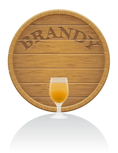 Illustrazione del vettore del barilotto e del vetro del brandy di legno EPS10 — Vettoriale Stock