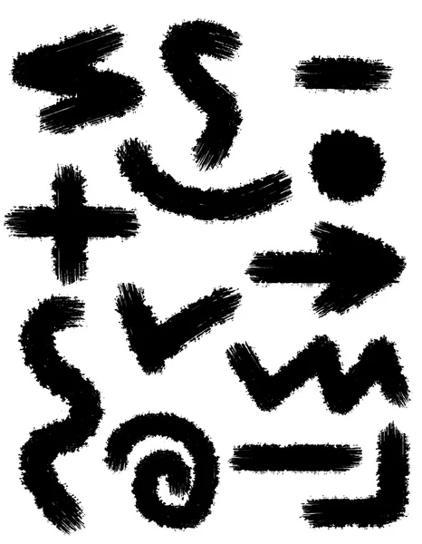 Traces abstraites noires de coups de pinceau pour le vecteur de conception illustr — Image vectorielle