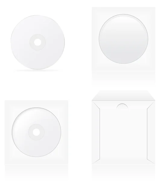 Set of white blank cd disk and cover vector illustration — Stock Vector