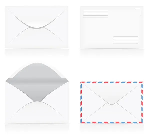 Set of white blank envelopes vector illustration — Stock Vector