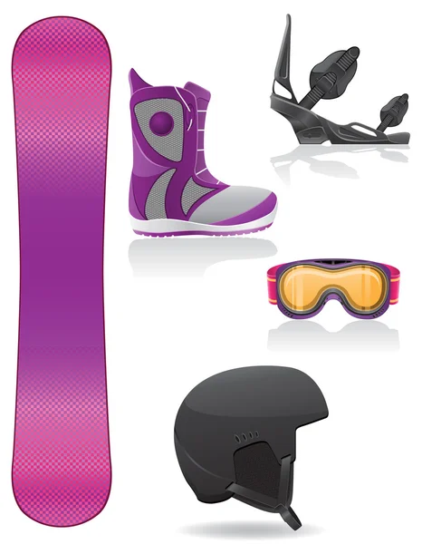 Set icônes équipement pour l'illustration vectorielle de snowboard — Image vectorielle