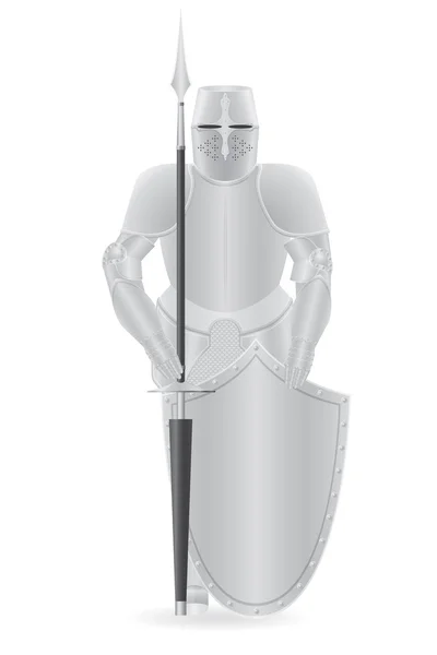 Knight armor met speer en schild vectorillustratie — Stockvector