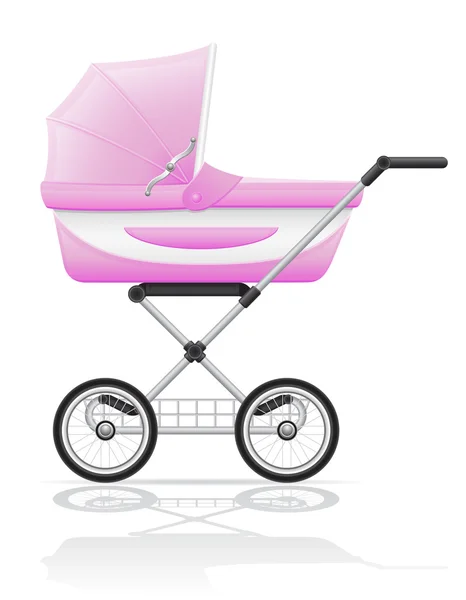 Babys perambulator pink vector illustration - Stok Vektor