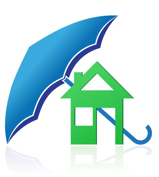 Casa com guarda-chuva conceito vetor ilustração — Vetor de Stock