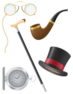 accesorios mens retro del siglo XIX vector illustration