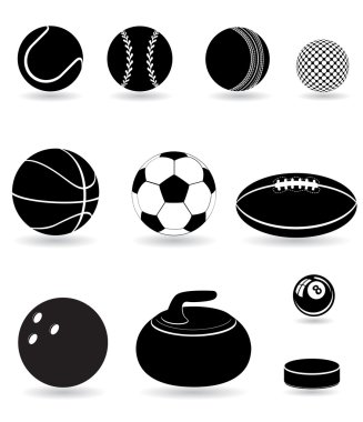 Spor siyah siluet vektör çizim Icons set