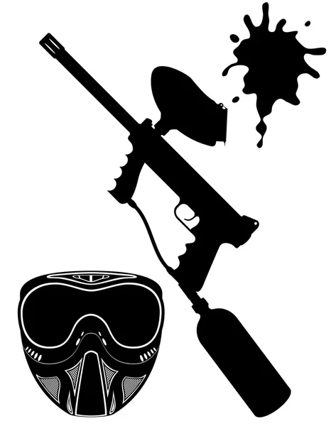 Paintball set nero silhouette vettore illustrazione — Vettoriale Stock