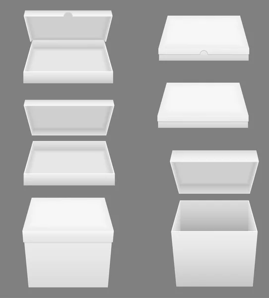 Set icone bianco imballaggio casella vettoriale illustrazione — Vettoriale Stock
