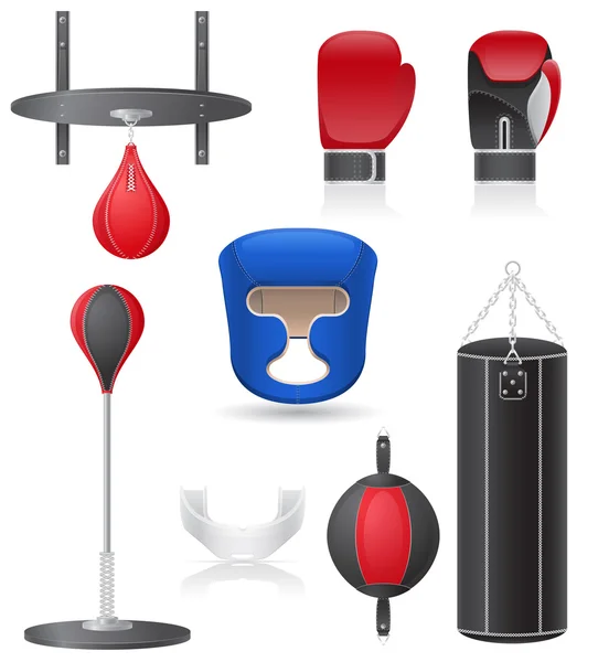 Set icons of equipment for boxing vector illustration — Stock Vector