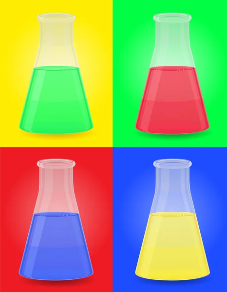 Provetta di vetro con illustrazione vettoriale liquida a colori — Vettoriale Stock