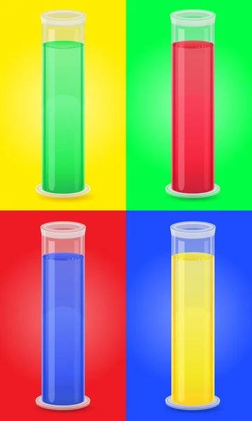 Glass test tube with color liquid vector illustration — Stock Vector