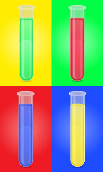 Glass test tube with color liquid vector illustration — Stock Vector