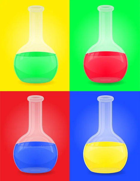 Glass test tube with color liquid vector illustration — Stock Vector