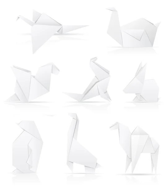 Ορίσετε εικόνες origami χαρτί ζώα εικονογράφηση φορέας — Διανυσματικό Αρχείο