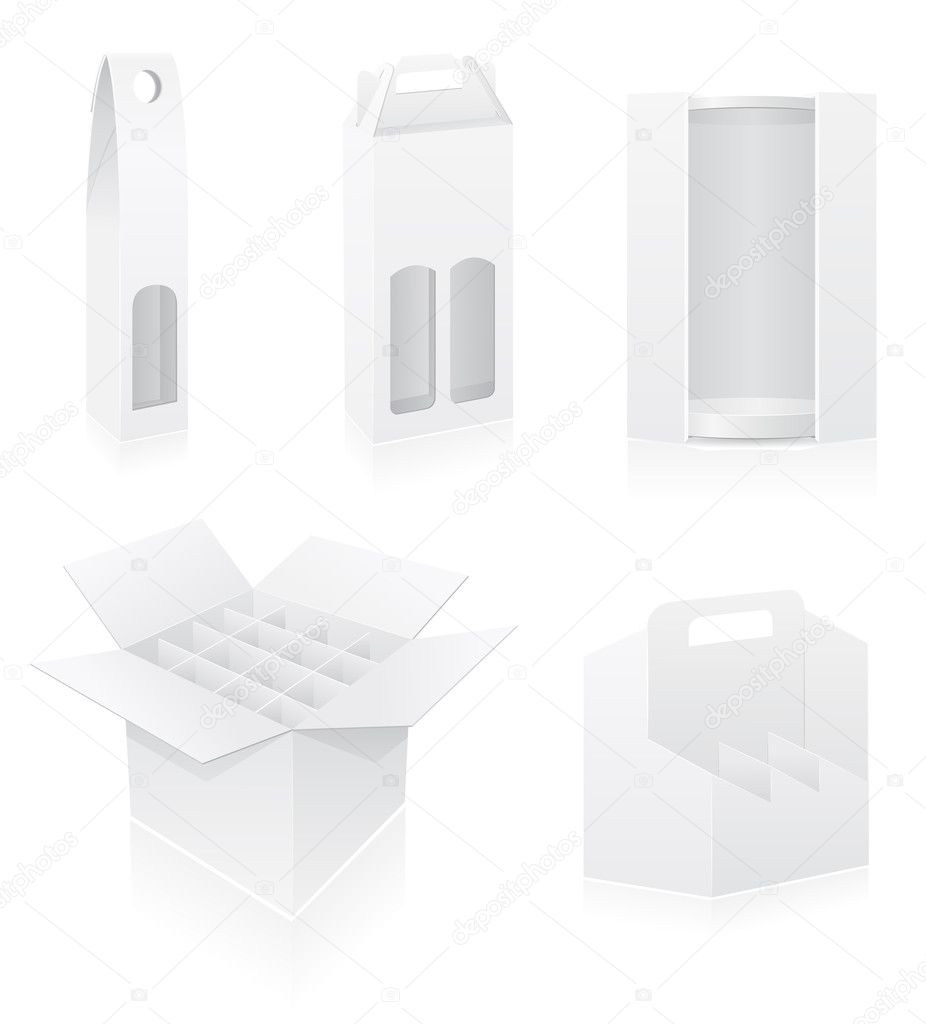 packing box for bottle set icons vector illustration